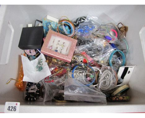 A Quantity of Assorted Modern Costume Jewellery, including bangles, bead necklaces, earrings, rings, etc :- One Box