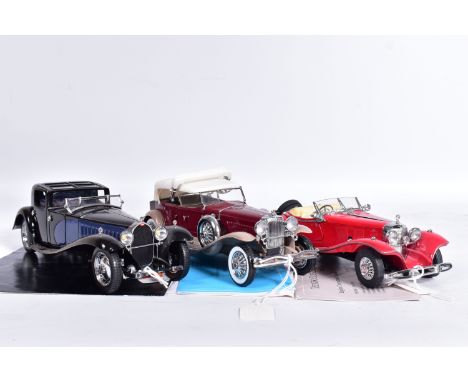 THREE UNBOXED FRANKLIN MINT CARS, all 1:24 scale, 1930 Bugatti Royale Coupe Napoleon, 1930 Duesenberg J. Derham Tourster and 