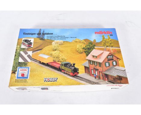 A BOXED MARKLIN HOBBY HO GAUGE ELECTRIC TRAIN SET, No.82988, comprising 0-6-0 Tank locomotive No.3090, KLVM red and black liv