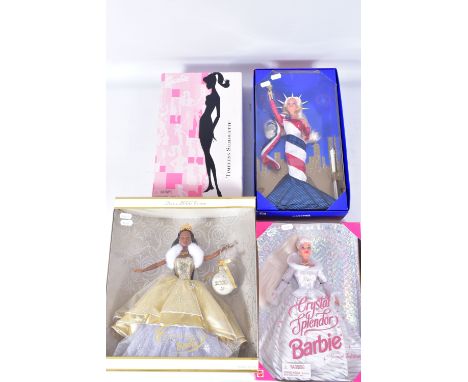 FOUR BOXED MODERN MATTEL BARBIE DOLLS, Celebration Barbie Special 2000 Edition, Crystal Splendor Special Edition, Timeless Si