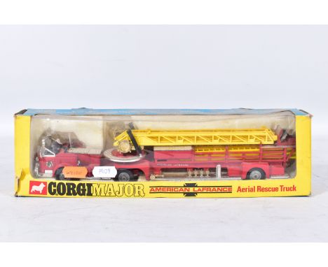 A BOXED CORGI MAJOR TOYS AMERICAN LaFRANCE AERIAL RESCUE TRUCK, No.1143, appears largely complete, ladder lifts but does not 