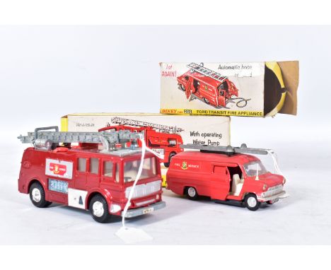 A BOXED DINKY TOYS A.E.C. MERRYWEATHER MARQUIS  FIRE TENDER, No.285, appears complete and in good condition with only minor p