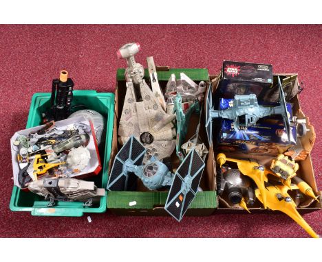 A QUANTITY OF BOXED AND UNBOXED STAR WARS SHIPS, VEHICLES ETC., majority relating to Star Wars Episode 1 and dating from the 