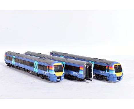 AN UNBOXED BACHMANN OO GAUGE CLASS 170 THREE CAR D.M.U. SET, No.170 202, units 50202, 56202,79202, Anglia One blue livery (32