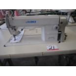 JUKI DDL-5550N SINGLE NEEDLE SEWING MACHINE W/ SERVO MOTOR, S/N XE50635 (110V)