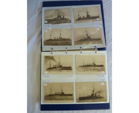 Album of naval, shipping postcards - Tucks originals etc and some WWI army scenes approx 75