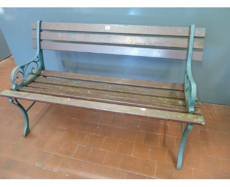 Cast iron wooden slatted garden bench