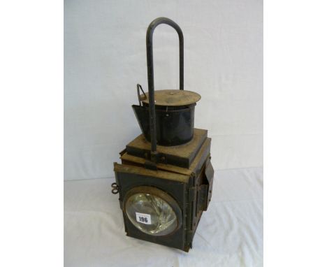 Vintage tin railway lantern - BR (W)