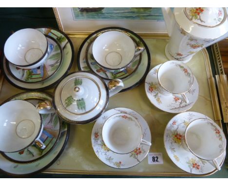 Japanese Geisha face trios, Royal Standard coffee pot, cups and saucers 