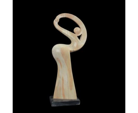 Abstract marble sculpture modelled as a dancer, upon a rectangular base, H58cm