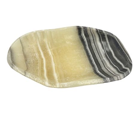 Free form dish made from carved and polished zebra onyx, L6cm, H2cm