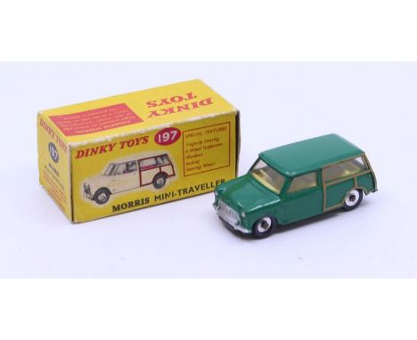 Dinky: A boxed Dinky Toys, Morris Mini-Traveller, Reference No. 197, dark green body, wood effect trim. Original box, general