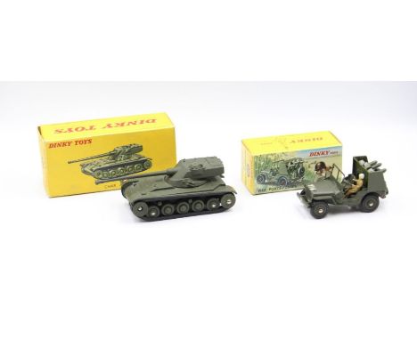 Dinky: A pair of boxed French Dinky Toys, to comprise: CHAR AMX 13 Tonnes 817 and Jeep Porte-Fusees 828. Original boxes, gene