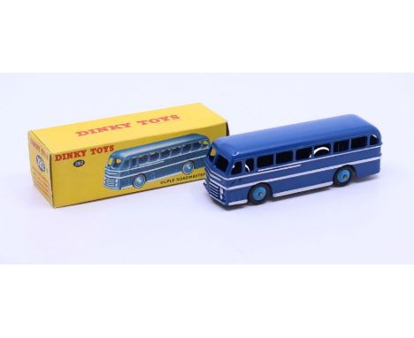 Dinky: A boxed Dinky Toys, Duple Roadmaster Coach, Reference No. 282, blue body with silver flashes, and blue hubs, correct c