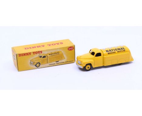 Dinky: A boxed Dinky Toys, Tanker 'National Benzole', Reference No. 443, yellow body with black text. Original box, general w