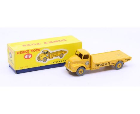 Dinky: A boxed Dinky Toys, Leyland Cement Wagon 'Ferrocrete', Reference No. 419, yellow body and chassis with yellow ridged h