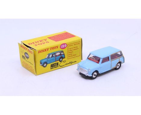 Dinky: A boxed Dinky Toys, Austin Seven Countryman, Reference No. 199, light blue with silver hubs. Original box, general wea