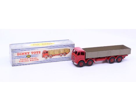 Dinky: A boxed Dinky Toys, Foden Diesel 8-Wheel Wagon, Reference No. 901, red cab and chassis, fawn rear body. Original box, 