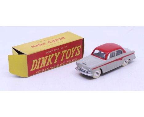 Dinky: A boxed Dinky Toys, Austin A105 Saloon, Reference No. 176, grey with red side flash and roof, with silver hubs, correc