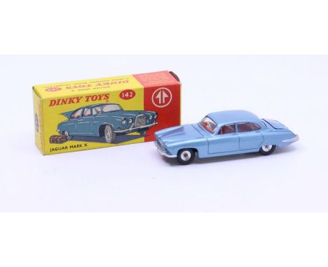 Dinky: A boxed Dinky Toys, Jaguar Mark X, Reference No. 142, steel blue body with red interior. Original box, general wear ex