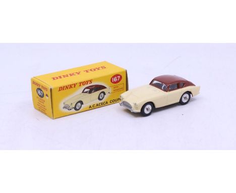 Dinky: A boxed Dinky Toys, A.C.Aceca Coupe, Reference No. 167, two-tone cream and maroon with silver trim. Original box, gene