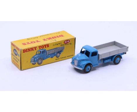 Dinky: A boxed Dinky Toys, Rear Tipping Wagon, Reference No. 414, blue cab and chassis, grey tipper, correct colour spot to b