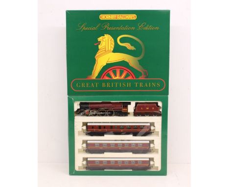 Hornby: A boxed Hornby, OO Gauge, Great British Trains: The Royal Scot Train Pack, Reference R2033. Original box, general wea