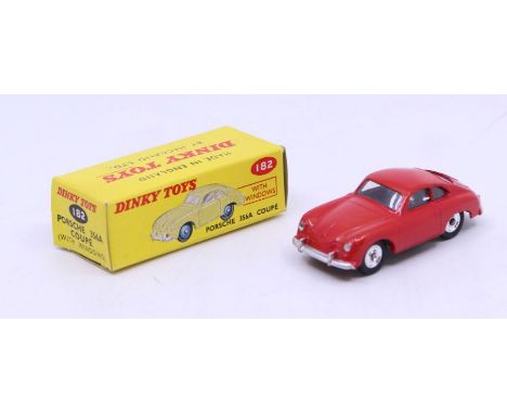 Dinky: A boxed Dinky Toys, Porsche 356A Coupe, Reference No. 182, red body with silver hubs. Original box, general wear expec