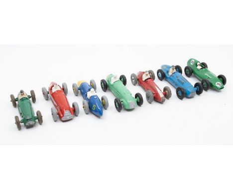 Dinky: A collection of seven unboxed Dinky Toys model racing cars to comprise: H.W.M. 23J, Talbot Lago 23K, Vanwall 239, Coop