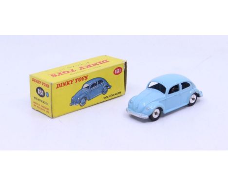 Dinky: A boxed Dinky Toys, Volkswagen, Reference No. 181, light blue body with silver tyre hubs and unpainted metal base, cor