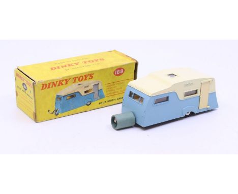 Dinky: A boxed Dinky Toys, Four Berth Caravan, Reference No. 188, light blue and cream two tone, correct colour spot to box. 