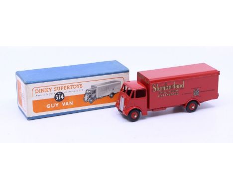 Dinky: A boxed Dinky Toys, Guy Van 'Slumberland', Reference No. 514, red body with Slumberland decals to both sides. Original