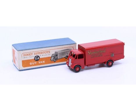 Dinky: A boxed Dinky Toys, Guy Van 'Slumberland', Reference No. 514, red body with Slumberland decals to both sides. Original