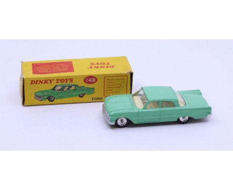 Dinky: A boxed Dinky Toys, Ford Fairline, Reference No. 148, light green body, off-white interior. Original box, general wear