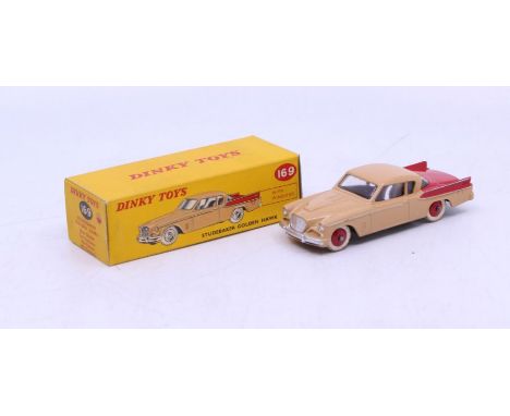 Dinky: A boxed Dinky Toys, Studebaker Golden Hawk, Reference No. 169, two-tone tan and red with silver trim, correct colour s