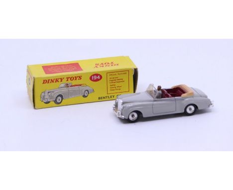 Dinky: A boxed Dinky Toys, Bentley Coupe, Reference No. 194, grey body, maroon interior. Original box, general wear expected 