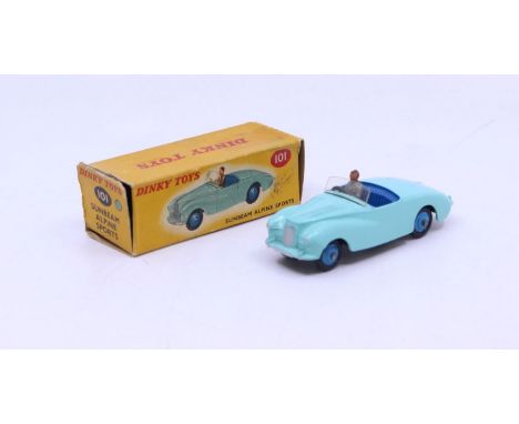 Dinky: A boxed Dinky Toys, Sunbeam Alpine Sports, Reference No. 101, light blue body with blue interior and hubs, correct col