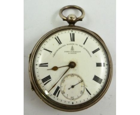 AN EARLY 20TH CENTURY SILVER CASED POCKET WATCH bearing the name "John Forrest, London" (he was chronometer maker to The Admi
