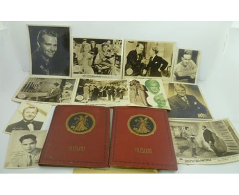 RED SKELTON - a signed studio portrait photograph, 25.5 x 20cm, together with MOVIE STILL PHOTOS and two albums of POSTCARDS 