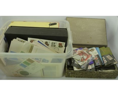A QUANTITY OF FIRST DAY COVERS AND OTHER ASSORTED STAMPS contained in five albums, three box files and miscellaneous 