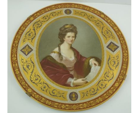 A LATE 19TH/EARLY 20TH CENTURY AUSTRIAN VIENNA PORCELAIN FACTORY WALL PLATE/CHARGER, painted with a portrait of Angelica Kauf