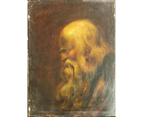 18th/19th Century oil on wooden panel depicting side profile of a bearded gentleman.[24x19cm] 