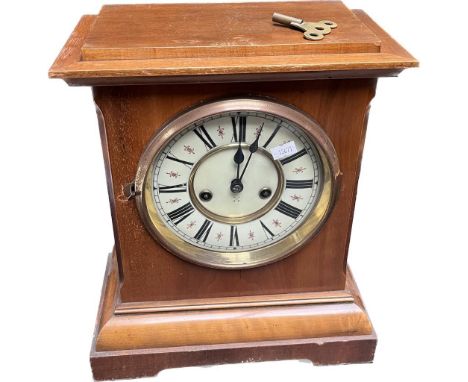 Antique H.A.C. 14 Day Strike German mantel clock. Comes with key &amp; Pendulum. [35.5cm high] 