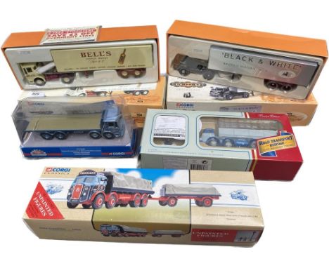 A collection of five corgi truck vehicles to include bells scotch whisky truck &amp; black &amp; white scotch whisky truck 