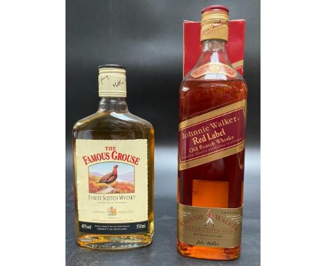 A bottle of Johnny walker Red label old scotch whisky &amp; the famous grouse finest scotch whisky 350ml 