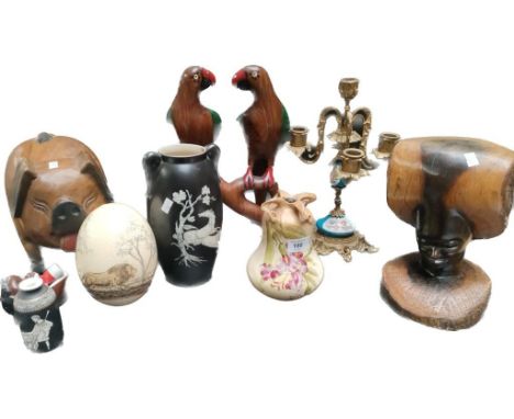 A selection of various collectables to include Germany cast iron &amp; porcelain 4 branch candle stick with cherub foliage, a