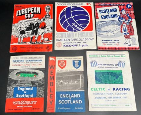 A Lot of six various football programmes; England Vs Scotland European Championship 1967, Wembley 1965 England V Scotland, In