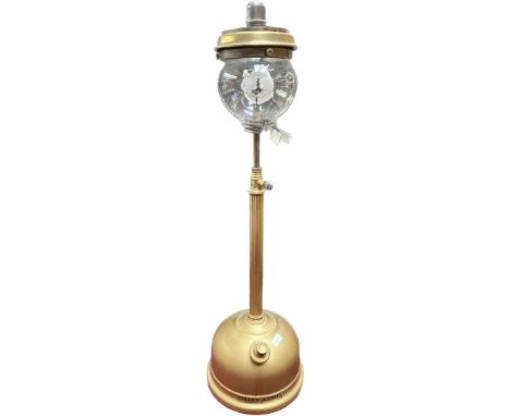 A 1940s brass Tilley lamp with glass shade by Hendon England [60cm] 