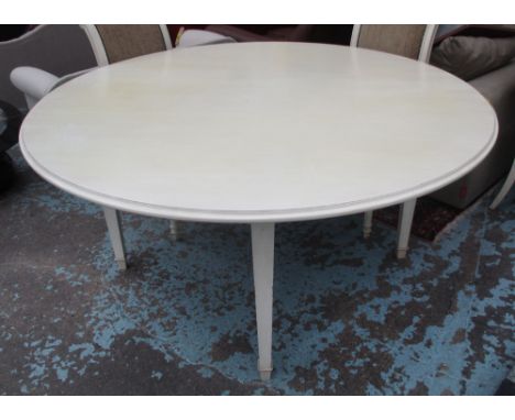 DINING TABLE, cream painted, circular, 80cm H x 160cm diam. 