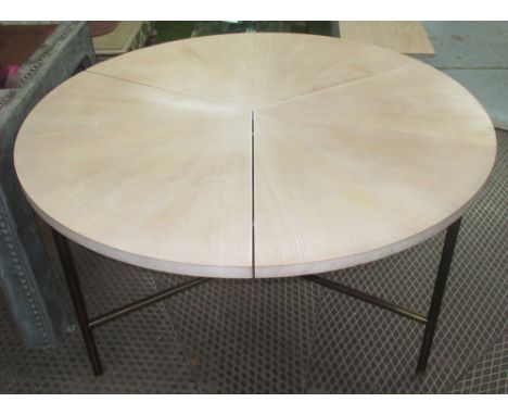 DINING TABLE, by Craig Bassam and Scott Fellows, of sectional circular ash top on hand finished solid brass base, retail appr